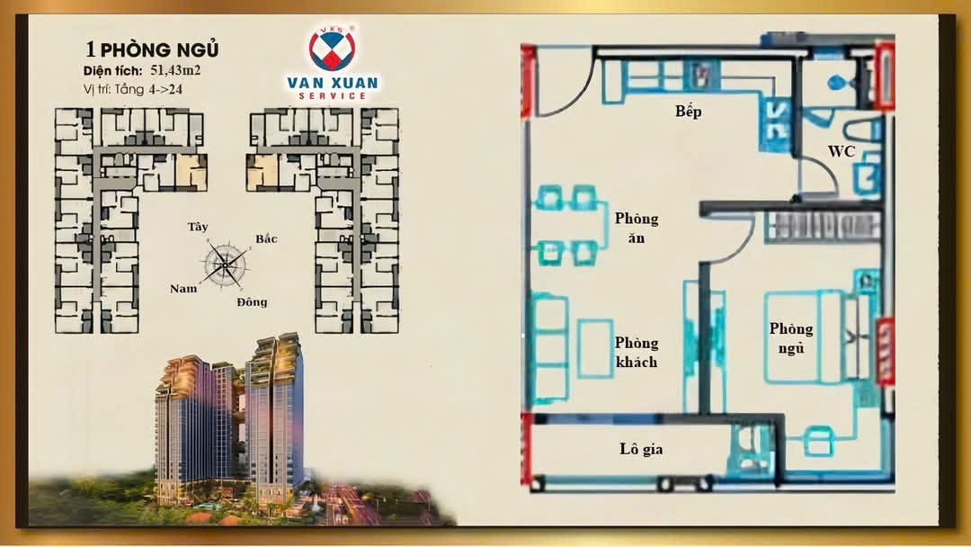 Căn Hộ 1 Phòng Ngủ Happy One Sora 50m2