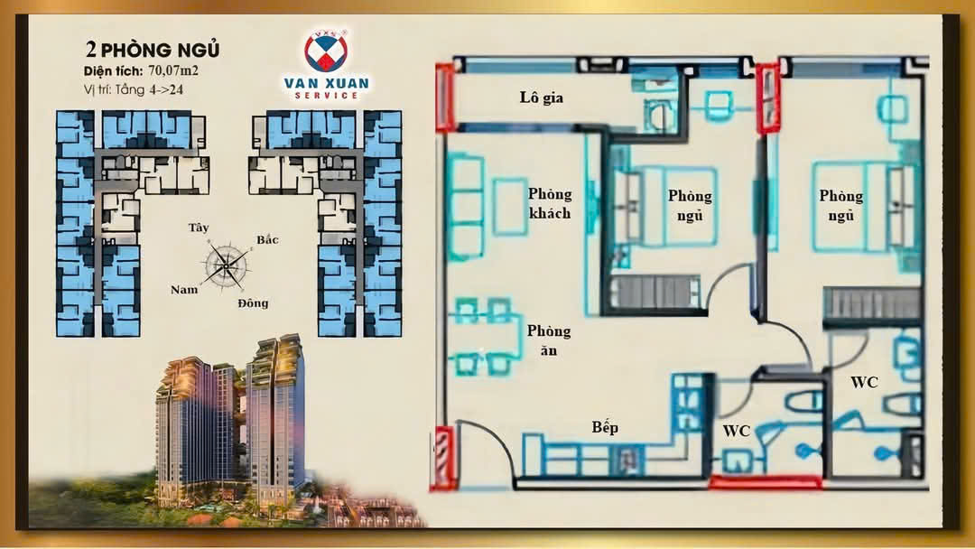 Căn Hộ 2 Phòng Ngủ Happy One Sora 70m2